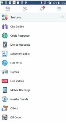 १. नवीन व्हर्जन अपडेट केल्यानंतर तुमच्या फेसबुक अॅपवर तुम्हाला हॅम्बर्गर असलेला आयकॉन दिसेल किंवा Top-Up नावाचा पर्याय दिसेल.