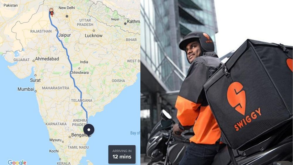 स्विगीने चेन्नईच्या ग्राहकासाठी पाठवली थेट राजस्थानातून डिलिव्हरी!! नक्की काय भानगड झाली?
