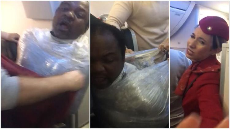 तुर्की पोलिसांनी प्रवाशालाच प्लास्टिकमध्ये गुंडाळलं....असं कोणी करतं का?