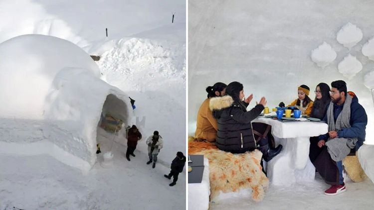 भारतातला पहिला इग्लू कॅफे काश्मीरमध्ये सुरु झालाय....काय काय आहे या कॅफेत पाहा !!