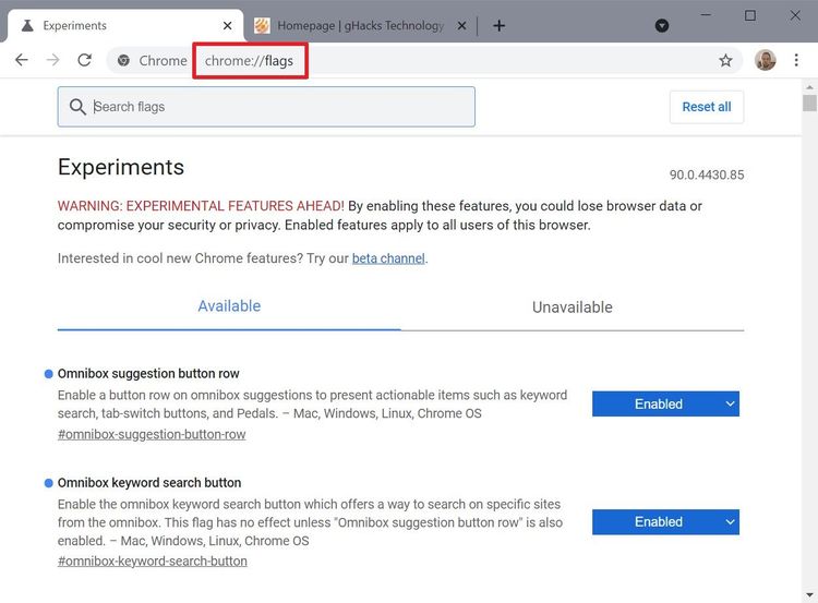 १४. क्रोम फ्लॅग