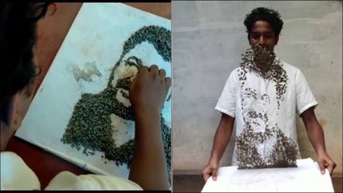 हा कलाकार चक्क हवेत चित्र काढतो? काय आहे ही भन्नाट कला??